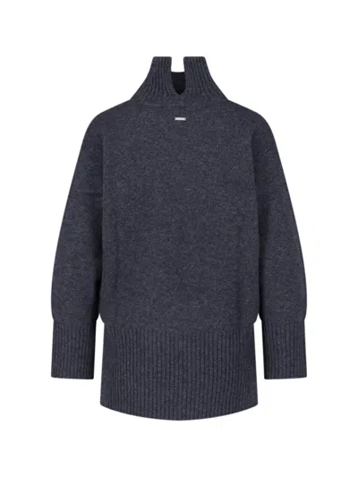 Calvin Klein Grey Wool Turtleneck Sweater In Gray