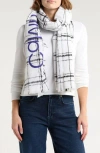 Calvin Klein Grid Weave Blanket Scarf In Neutral