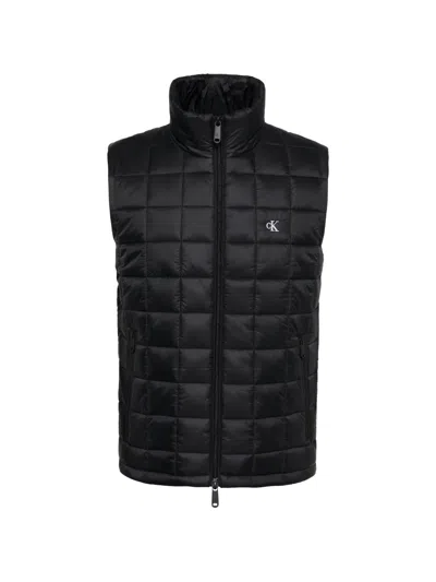 Calvin Klein Grid-quilted Logo Gilet In Black