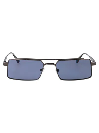 Calvin Klein Gunmetal Metal Sunglasses In Black