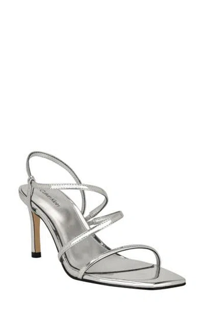 Calvin Klein Hadlee Sandal In Silver Mirror Metallic