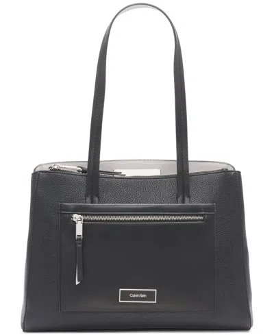 Calvin Klein Hadley Tote In Black,dove