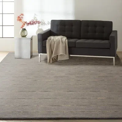 Calvin Klein Halo Striped Handmade Wool Gray Area Rug