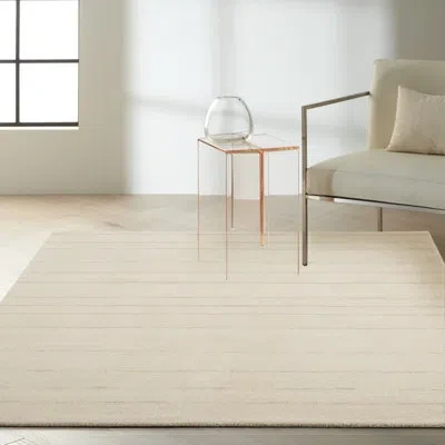 Calvin Klein Halo Striped Handmade Wool Ivory Area Rug