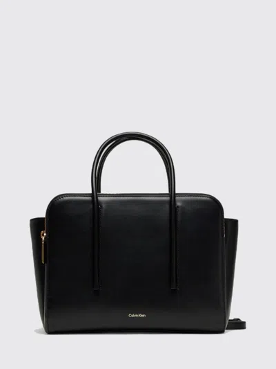 Calvin Klein Logo-lettering Leather Tote Bag In Black