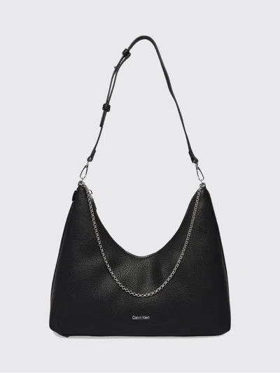 Calvin Klein Chain-detail Pebbled Shoulder Bag In Black