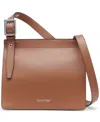 Calvin Klein Havana Flap Signature Small Messenger Bag In Caramel