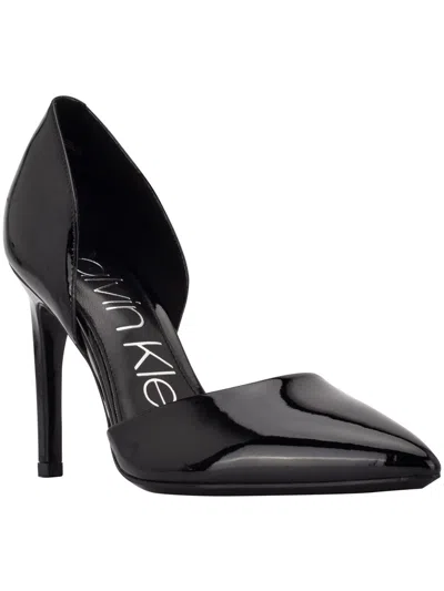 Calvin Klein Hayden Womens Faux Leather Pointed Toe Pumps In Black