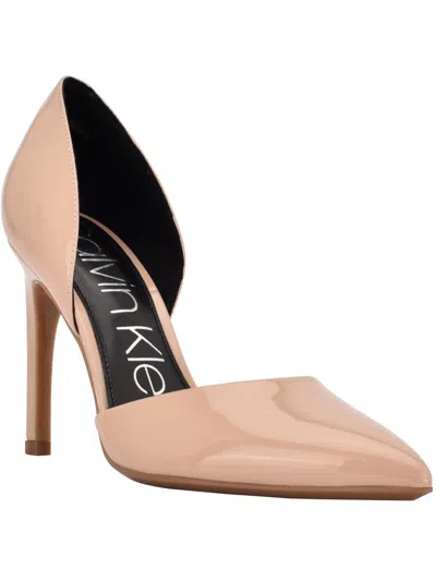 Calvin Klein Hayden Womens Faux Leather Pointed Toe Pumps In Light Natural