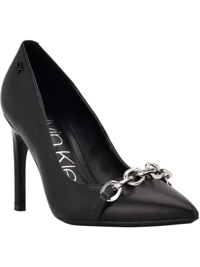 Calvin Klein Heari Womens Faux Leather Chain Pumps In Black