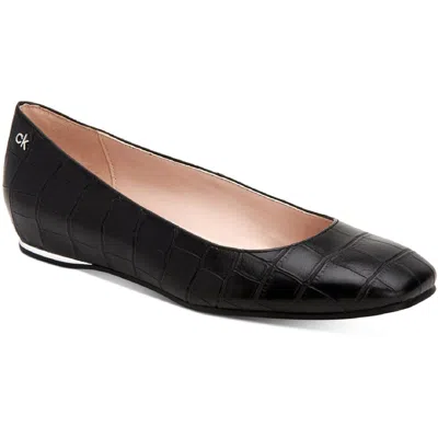 Calvin Klein Heidy Croc Womens Faux Leather Slip On Loafers In Black