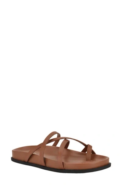 Calvin Klein Helden Toe Loop Sandal In Brown
