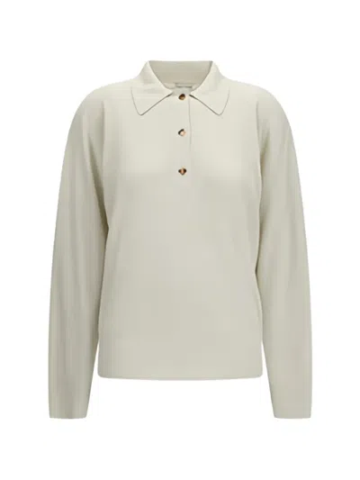 Calvin Klein Long Sleeve Polo Knitted Sweater In White
