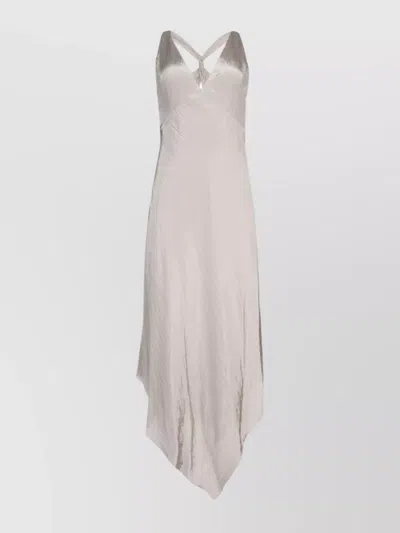 Calvin Klein Hemline Asymmetrical Twist Front Dress In Neutral