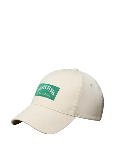 Calvin Klein Heritage Crest-patch Baseball Cap In White