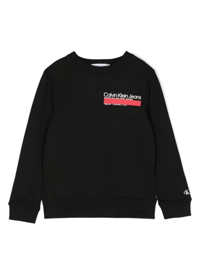 Calvin Klein Kids' Hero Logo-print Sweatshirt In 黑色