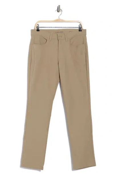 Calvin Klein Hi-stretch Tech 5-pocket Slim Pants In Brown