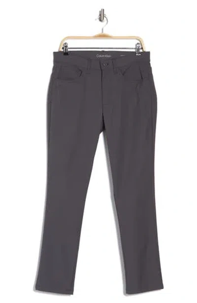 Calvin Klein Hi-stretch Tech 5-pocket Slim Pants In Gray Pinstripe