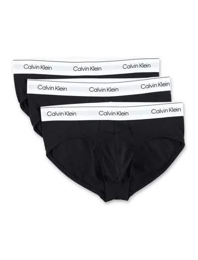 Calvin Klein 3 Pack Briefs Elastic Waistband In Schwarz