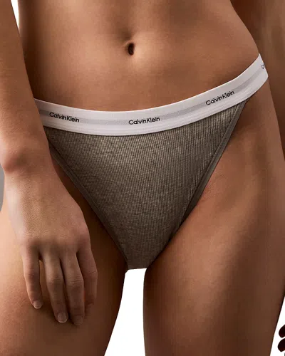 Calvin Klein High Leg Tanga In Grey Heather