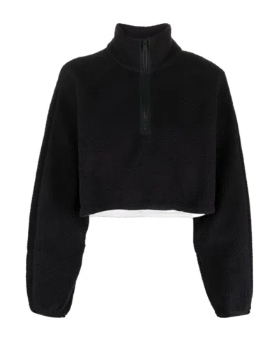 Calvin Klein High-neck Fleece Cropped Sweatshirt In Black