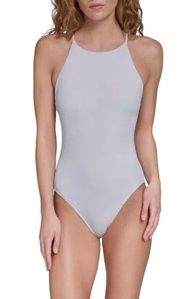 Calvin Klein High Neck One-piece Swimsuit In Bright White