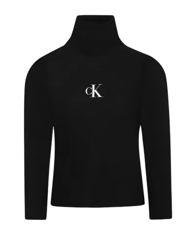 Calvin Klein Kids' High-neck Sweater In Black