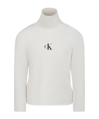 Calvin Klein Kids' High-neck Sweater In Ivory