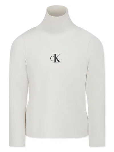 Calvin Klein Kids' High-neck Sweater In White