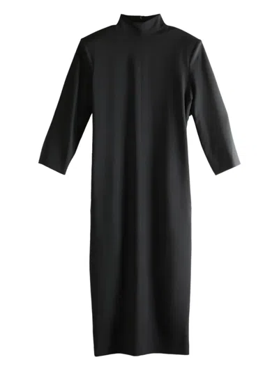 Calvin Klein High-neck Three-quarter Sleeve Dress In Black