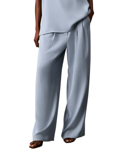 Calvin Klein High Rise Double Pleat Wide Leg Pant In Gray