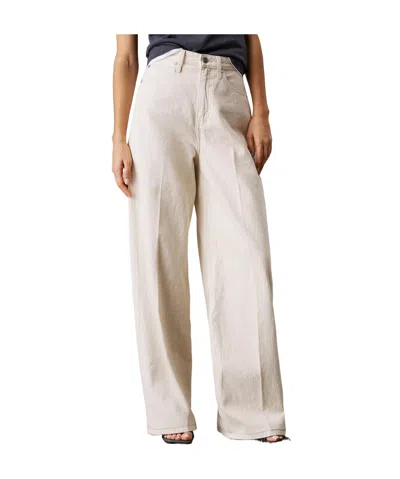 Calvin Klein High Rise Wide Leg Jeans In Tofu