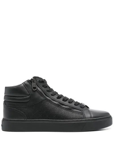 Calvin Klein High Top Lace Up Booties In Black
