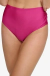 Calvin Klein High Waist Bikini Bottoms In Fuchsia Shimmer