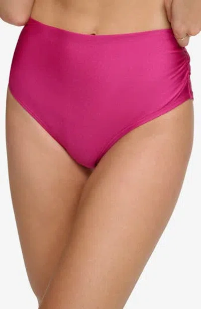 Calvin Klein High Waist Bikini Bottoms In Fuchsia Shimmer