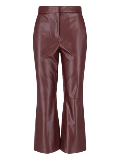 Calvin Klein High-waisted Flared Faux Leather Trousers In Burgundy