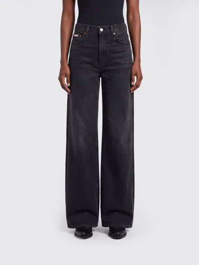 Calvin Klein High-waisted Wide Leg Jeans In Cotton Denim With Five-pocket Design In Black