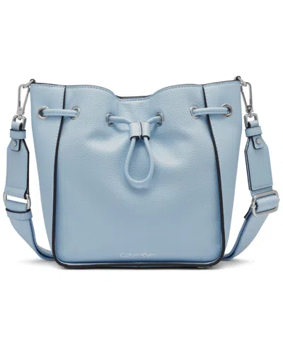 Calvin Klein Holt Drawstring Small Crossbody Bag In Dusty Blue