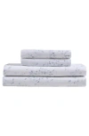 Calvin Klein Home Airy Botanical Cotton Sateen Queen Sheet Set In Open Light-pastel Blue