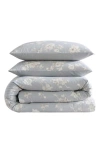 Calvin Klein Home Eternity Floral Reversible Cotton Gauze Comforter Cover & Shams Set In Blue