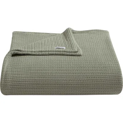 Calvin Klein Home Honeycomb Cotton Blanket In Medium Green