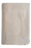 Calvin Klein Home Modern Reversible Solid Plush Blanket In Light Beige