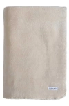 Calvin Klein Home Modern Reversible Solid Plush Blanket In Medium Beige