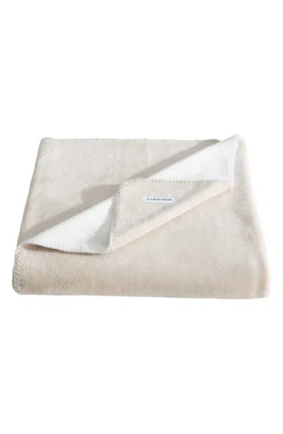 Calvin Klein Home Modern Reversible Throw Blanket In Light Beige