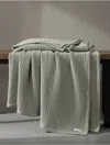 Calvin Klein Honeycomb Cotton Blanket In Sage Green