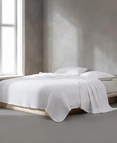 Calvin Klein Honeycomb Cotton Woven Blanket, King In White