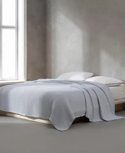 Calvin Klein Honeycomb Cotton Woven Blanket, Queen In Gray