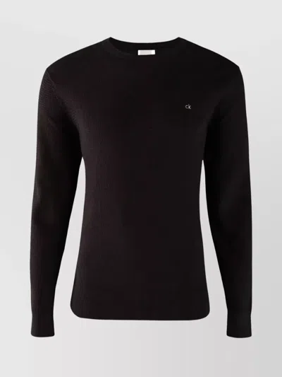 Calvin Klein Honeycomb Knit Crew Neck Sweater In Brown