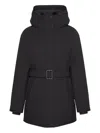 Calvin Klein Hooded Belted Jacket In Black