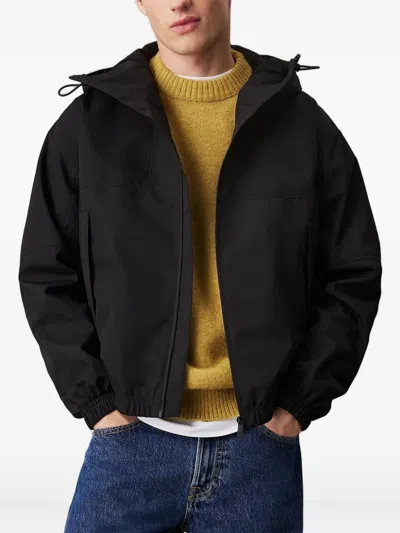 Calvin Klein Hooded Drawstring Jacket In Black